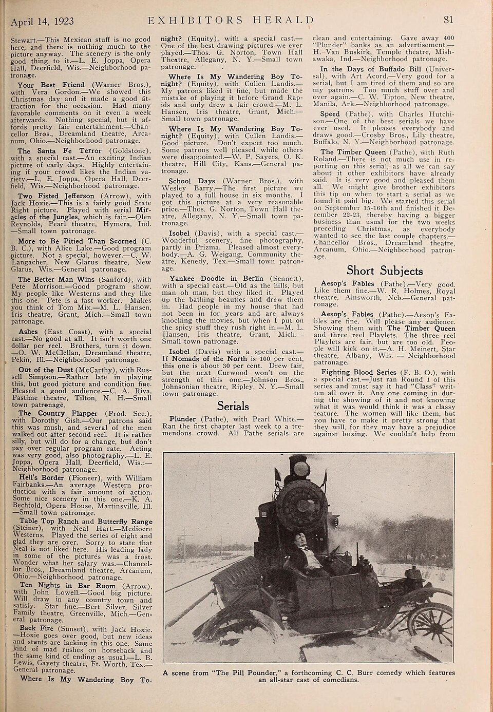 A Page of Exhibitors Herald – April 14, 1923 – Silent Beauties